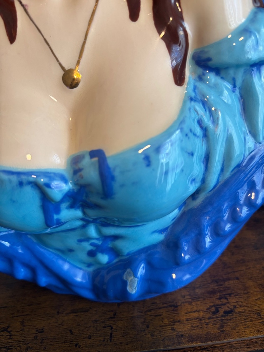 Vintage Style Ceramic Bust Set Nautical Couple Blue Hand Painted Decor - Picture 3 of 10